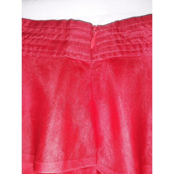 Zara Sz S Skirt Red Silk Crinoline Ruffled Mini Skirt S - Picture 3 of 5
